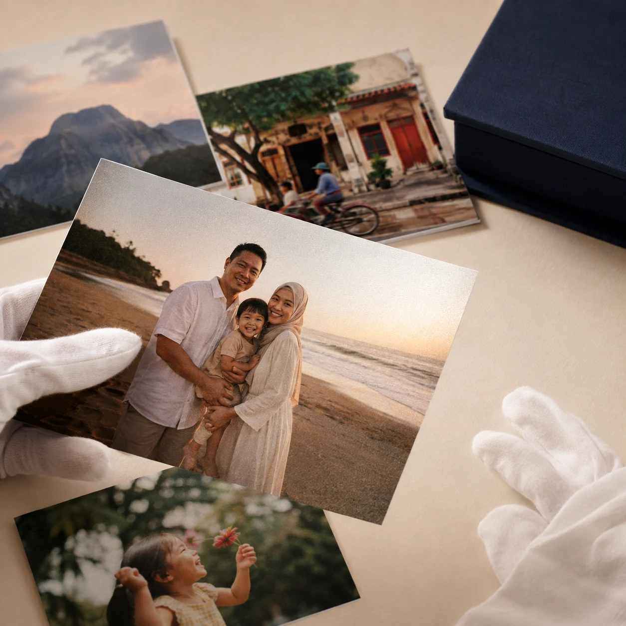 Premium lustre photo prints with a softly textured, low-reflection surface