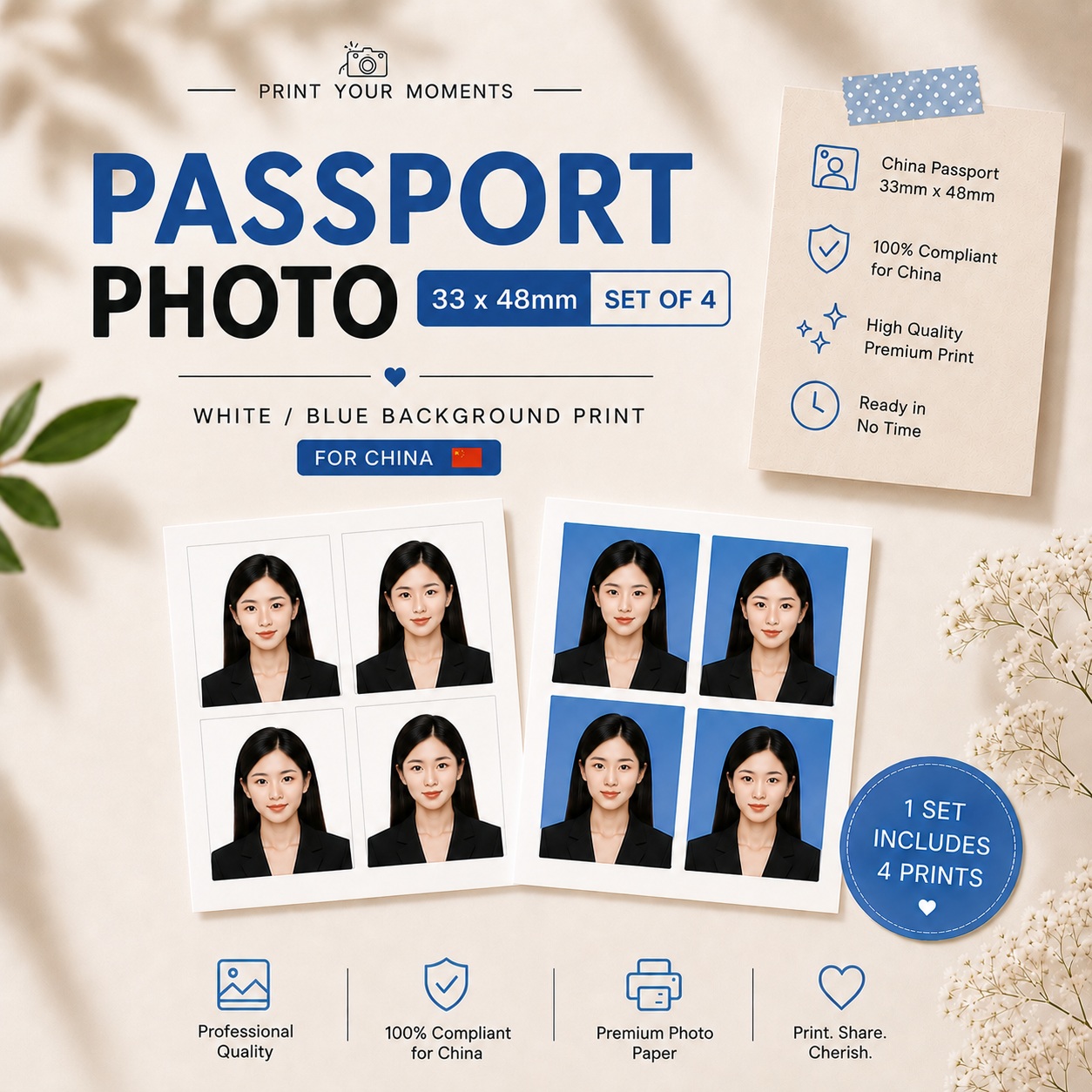 33x48mm for China (Set of 4) photo prints